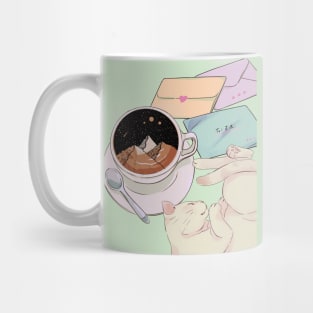 Sleeping cat on coffee table Mug